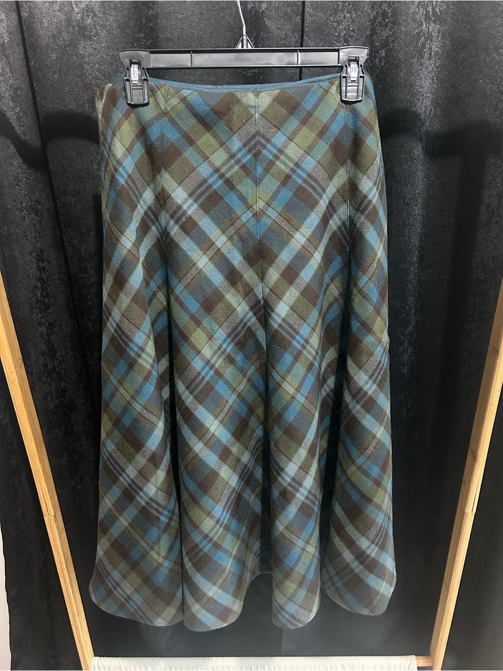 Jones New York Blue & Green Plaid A-Line Skirt